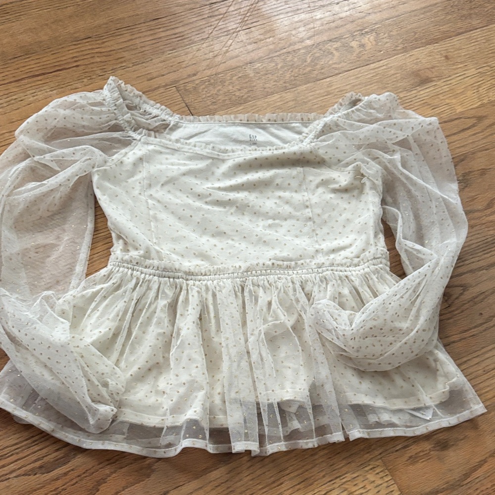 GAP Cream Sheer Blouse with Dotted Design